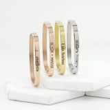 Rectangle Bangle Bracelet Personalized Cuff Gift for Mom Birthday