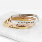 Rectangle Bangle Bracelet Personalized Cuff Gift for Mom Birthday