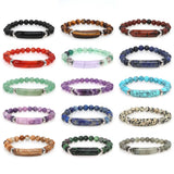 Rectangle Bar Charm Bead Bracelet Natural Stone Healing Quartz Amethyst Bangle