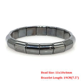 Rectangle Bar Charm Bead Bracelet Natural Stone Healing Quartz Amethyst Bangle