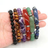 Rectangle Bar Charm Bead Bracelet Natural Stone Healing Quartz Amethyst Bangle
