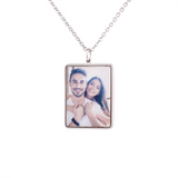 Personalized Bar Pendant Necklace, Swivel Photo Necklace, Engraved Name Pendant