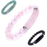 Stone Bar Bracelet Valentines Gift Wide Charm Bead Elastic Strand