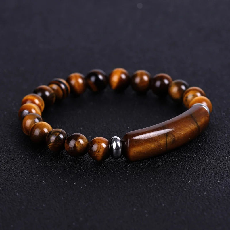 Stone Bar Bracelet Valentines Gift Wide Charm Bead Elastic Strand