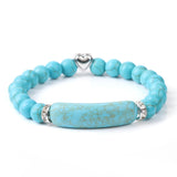 Turquois Rectangle Bar Bracelet with Love Heart Charm - Anniversary Gift
