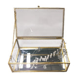 Brass Glass Jewelry Box Lace Display Organizer