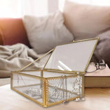 Brass Glass Jewelry Box Lace Display Organizer