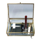Brass Glass Jewelry Box Lace Display Organizer