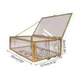 Brass Glass Jewelry Box Lace Display Organizer
