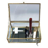 Brass Glass Jewelry Box Lace Display Organizer