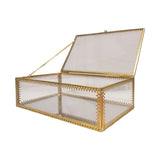 Brass Glass Jewelry Box Lace Display Organizer