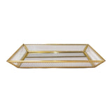 Rectangle Mirror Jewelry Organizer Tray Glass Metal Makeup