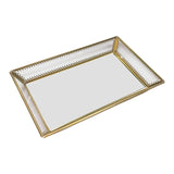 Rectangle Mirror Jewelry Organizer Tray Glass Metal Makeup