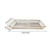 Rectangle Mirror Jewelry Organizer Tray Glass Metal Makeup