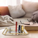 Rectangle Mirror Jewelry Organizer Tray Glass Metal Makeup
