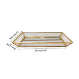 Rectangle Mirror Jewelry Organizer Tray Glass Metal Makeup