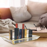 Rectangle Mirror Organizer Jewelry Tray Glass Metal Makeup Tray for Bathroom