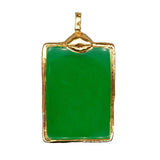 Rectangle Green Jade Pendant Bezel 40x70mm