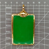 Rectangle Green Jade Pendant Bezel 40x70mm