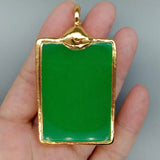 Rectangle Green Jade Pendant Bezel 40x70mm