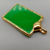 Rectangle Green Jade Pendant Bezel 40x70mm