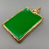 Rectangle Green Jade Pendant Bezel 40x70mm