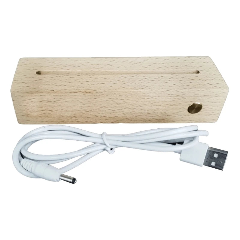 Rectangle LED Lights Display Base Wooden Lighted Base Light Lamp Stand
