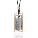 Rectangle Pendant Long Necklace Vintage Jewelry