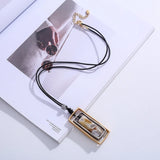 Rectangle Pendant Long Necklace Vintage Jewelry