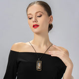 Rectangle Pendant Long Necklace Vintage Jewelry