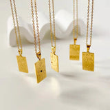 Rectangle Pendant Necklace Personalized Engraved Logo 18k Plated Choker