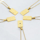 Rectangle Pendant Necklace Personalized Engraved Logo 18k Plated Choker