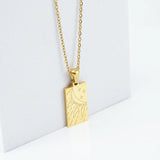 Rectangle Pendant Necklace Personalized Engraved Logo 18k Plated Choker