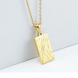 Rectangle Pendant Necklace Personalized Engraved Logo 18k Plated Choker