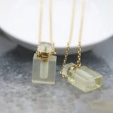 Rectangle Perfume Bottle Natural Gems Stone Pendant Chains