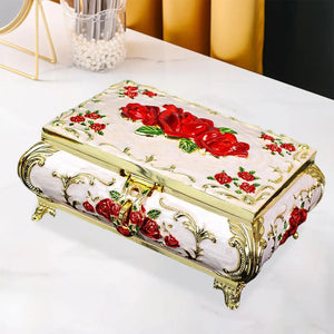 Rectangle Rose Engraved Trinket Box Jewelry Box Anniversaries Gift