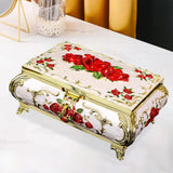 Rectangle Rose Engraved Trinket Box Jewelry Box Anniversaries Gift
