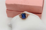 Emerald Tourmaline Rhinestone Rose Ring