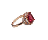 Emerald Tourmaline Rhinestone Rose Ring