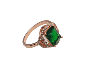 Emerald Tourmaline Rhinestone Rose Ring