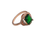 Emerald Tourmaline Rhinestone Rose Ring