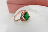 Emerald Tourmaline Rhinestone Rose Ring
