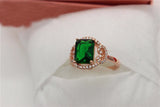 Emerald Tourmaline Rhinestone Rose Ring