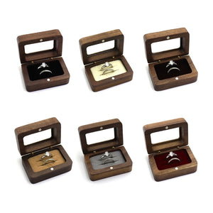 Rectangle Walnut Ring Box Jewelry Wooden Case Organizer with Soft Flock Lining