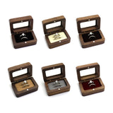 Rectangle Walnut Ring Box Jewelry Wooden Case Organizer with Soft Flock Lining