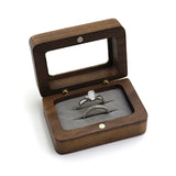 Rectangle Walnut Ring Box Jewelry Wooden Case Organizer with Soft Flock Lining