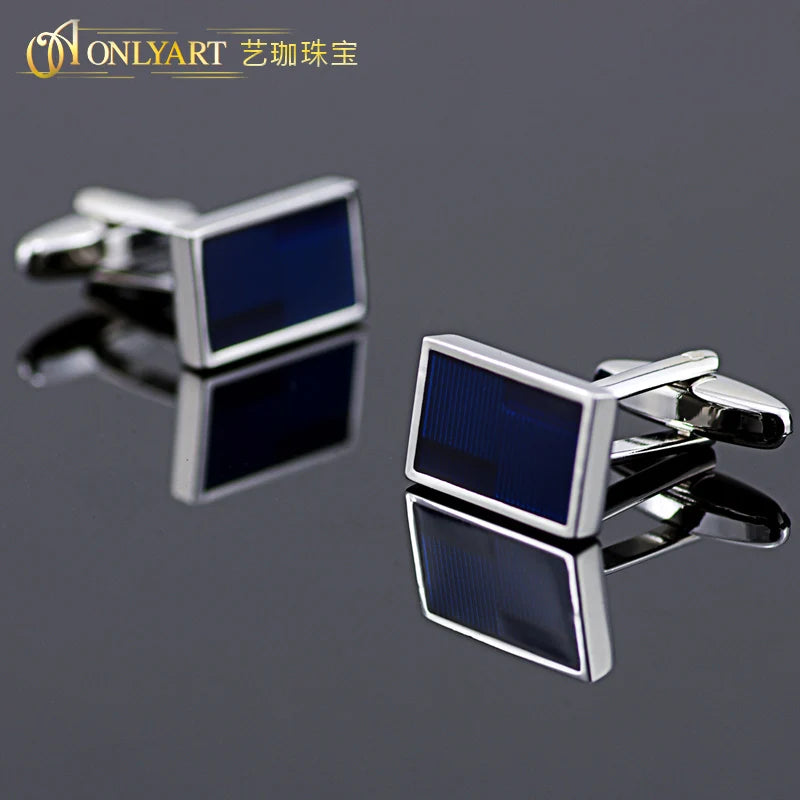 Rectangle Wedding Enamel Stripes Cufflinks Set