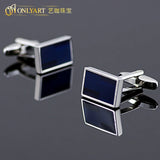 Rectangle Wedding Enamel Stripes Cufflinks Set