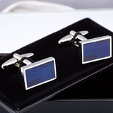 Rectangle Wedding Enamel Stripes Cufflinks Set