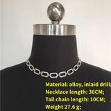 Rhinestone Inlaid Rectangle Necklace for Women